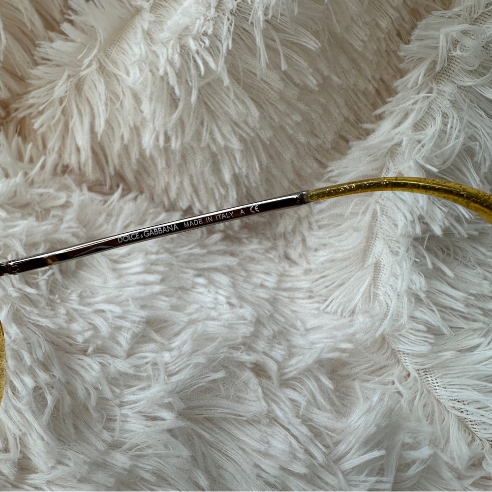Dolce & Gabbana DG Round Gold Yellow Glitter Sunglasses Sunnies Shades Authentic - Picture 10 of 15